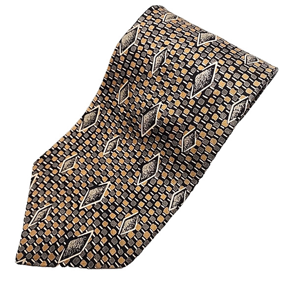 Pierre Balmain Gold Patterned Silk Necktie - Made in USA - Like New - Picture 1 of 4
